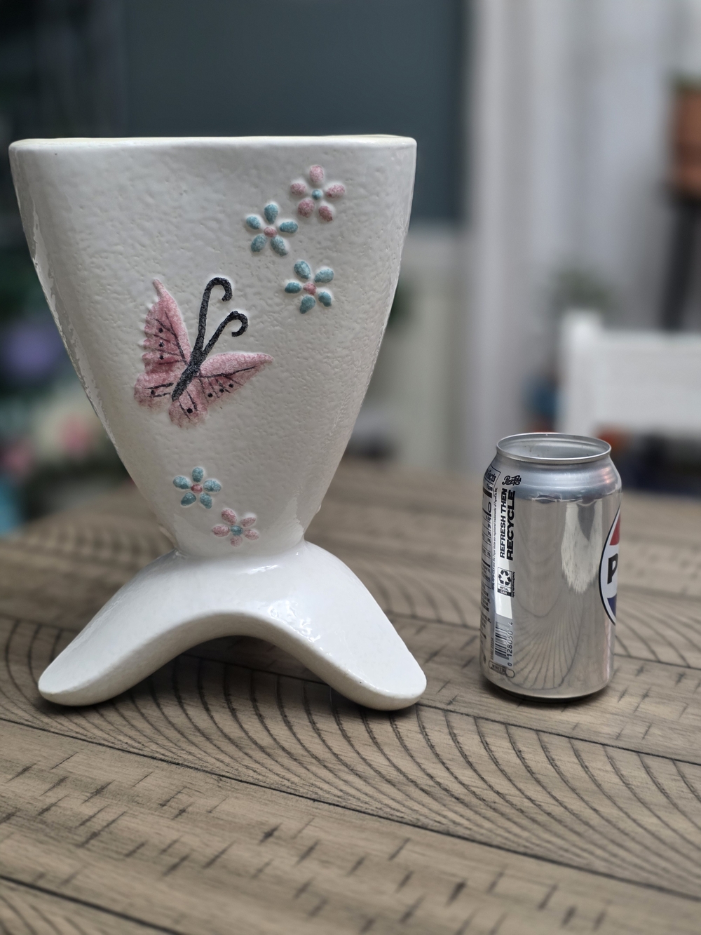 Hull 56 USA White Ceramic Art Pottery Tripod Footed Butterfly Planter